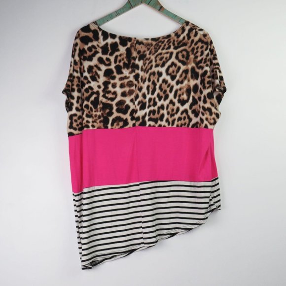 Rae Mode Leopard Color Block Asym Oversized Top - Picture 5 of 5